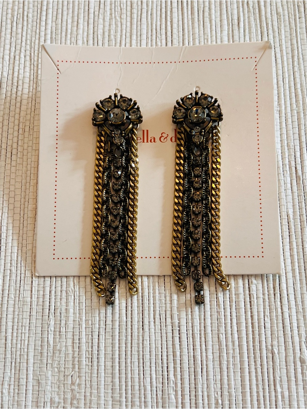 Stella & Dot Two-Tone Gold and Gunmetal Chain Fringe Earrings